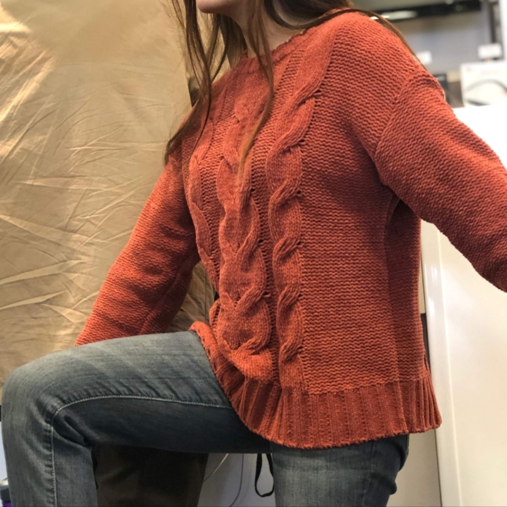 AmericanEagle Burnt Orange Chenille Sweater Size XS